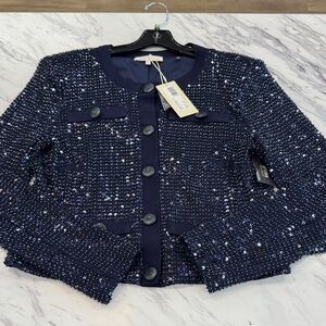 RAMY BROOK Sequin Button-Up Jacket